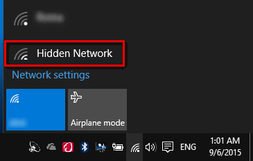 hidden wireless network Windows 10