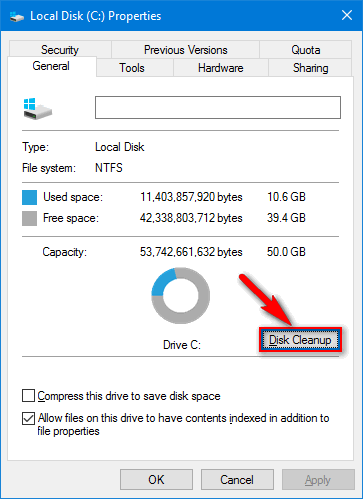 delete windows.old: disk cleanup