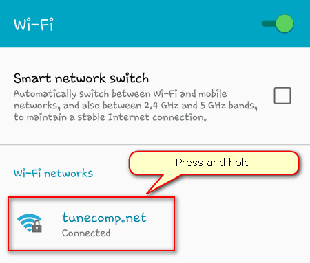 Network settings on Android
