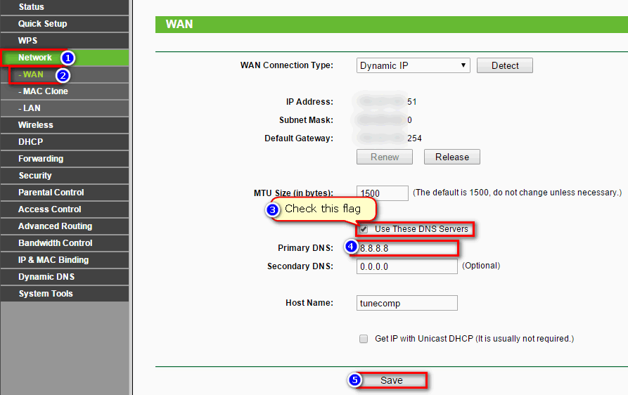 Set up 8.8.8.8 on router