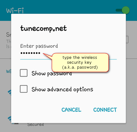 reconnect to wi-fi enter password
