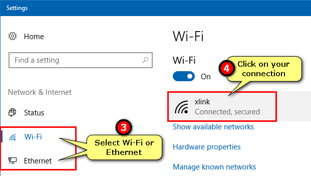 select your network connection