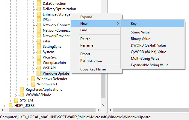 Disable Windows Update Registry Key