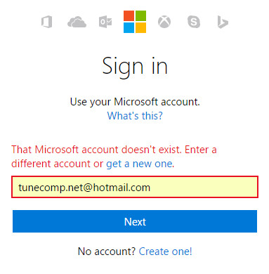 that microsoft account doesn't exist