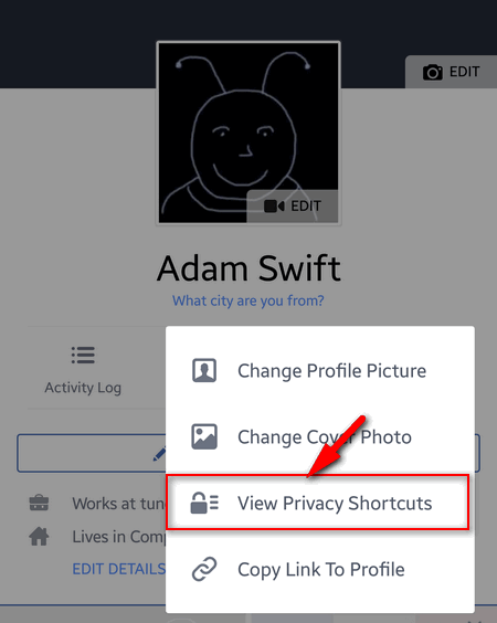 view privacy shortcuts in facebook app
