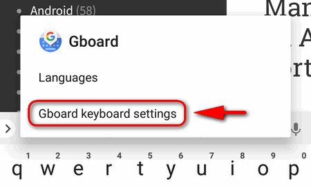 Gboard keyboard settings