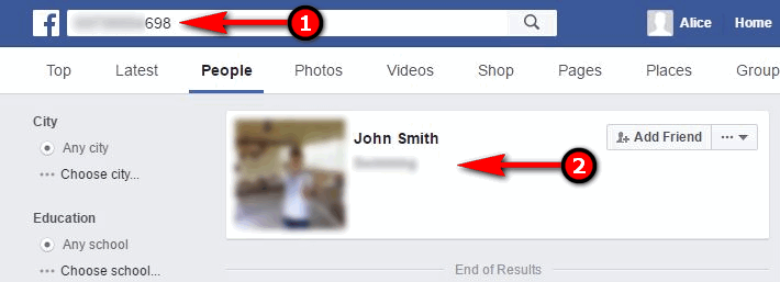 search by phone number on facebook