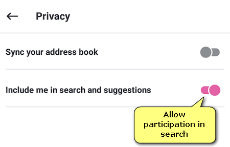 allow to participate in search