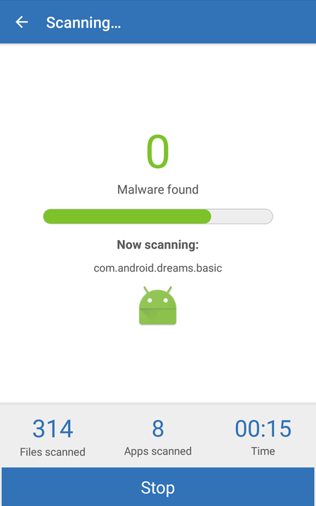 Malwarebytes Scanning Android