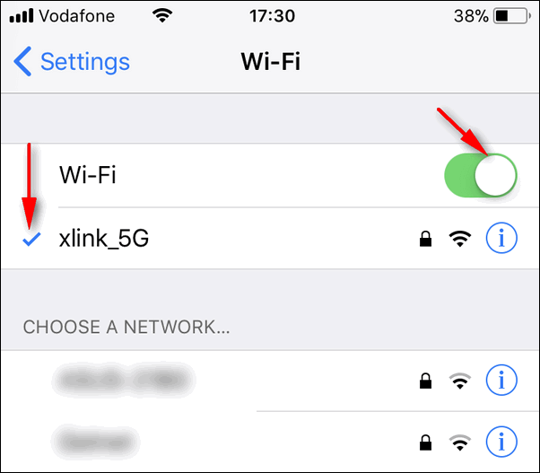 Wi-Fi connected iOS 11.1