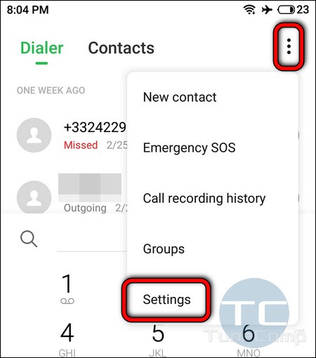 Phone app Settings Meizu