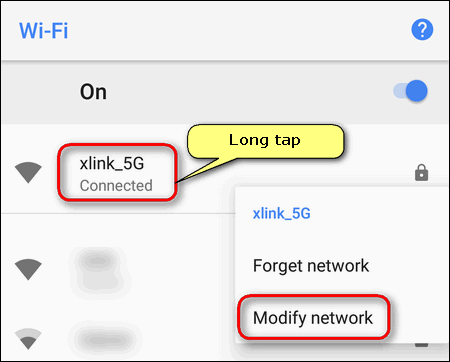 Wi-Fi modify network