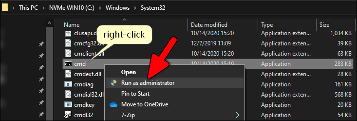 run command prompt as administrator from Windows 10 File Explorer