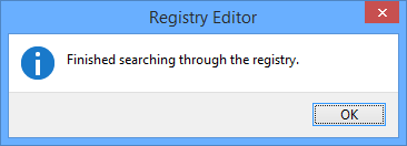 Finished searching through the registry