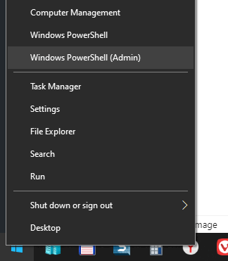 Win+X PowerShell (Admin)