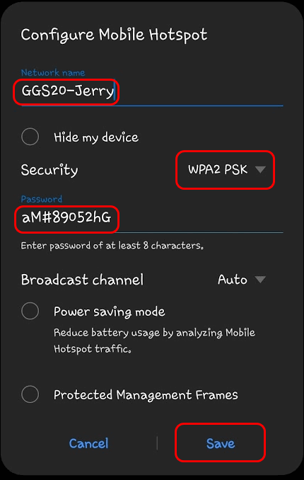 configure Mobile Wi-Fi Hotspot Samsung Galaxy