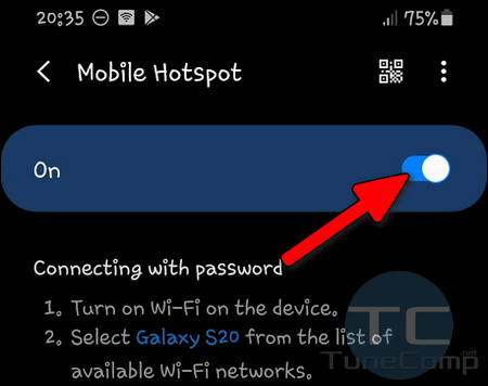 enable Mobile Hotspot Galaxy S 20 OneUI 2.1