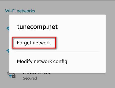 forget network to fix wifi saved secured