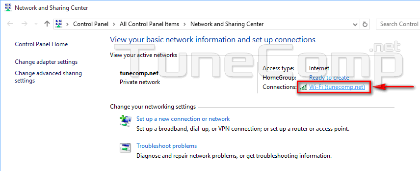 Wi-Fi connection link