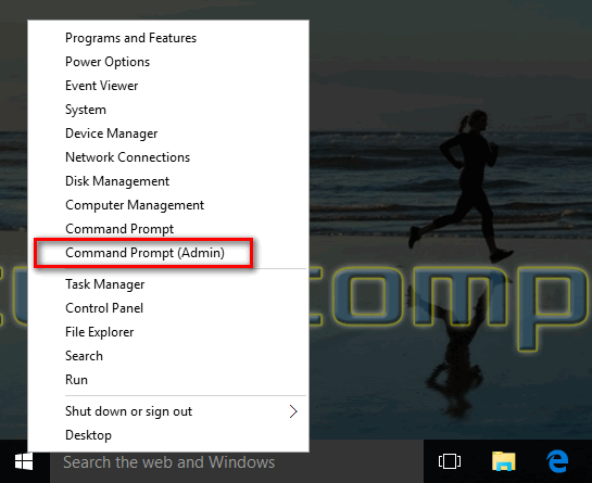 cmd as admin windows 10