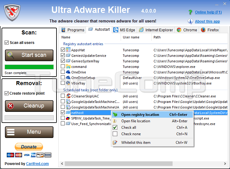 how to use ultra adware killer 4.1.0.0