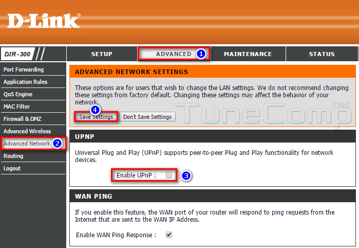 disable UPnP D-Link