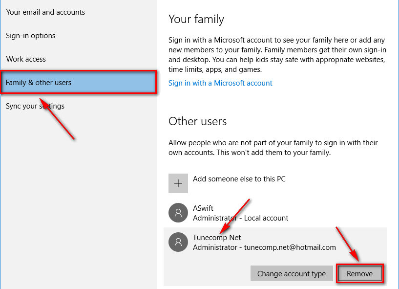 how do i change my microsoft account windows 10