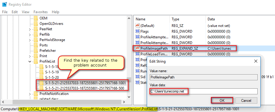 how to rename user profile folder in windows 10