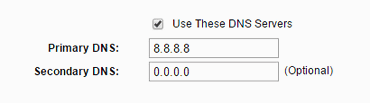 Google DNS Servers 8.8.8.8 and 8.8.4.4