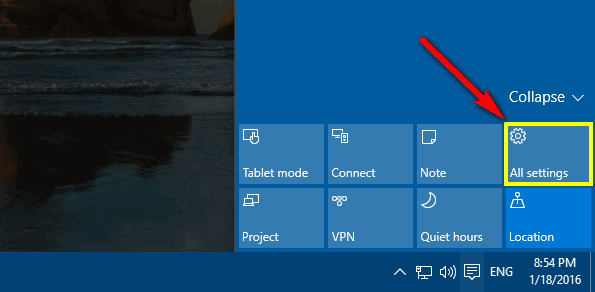 all settings windows 10