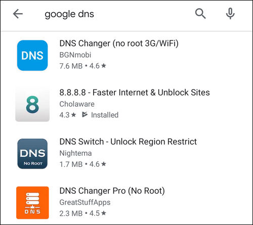 apps for using 8.8.8.8 on mobile data