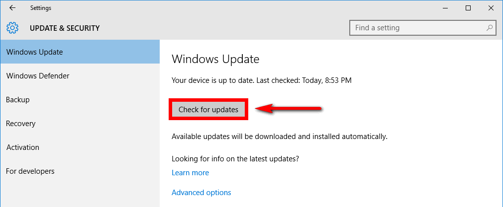 installing windows 10 checking for updates