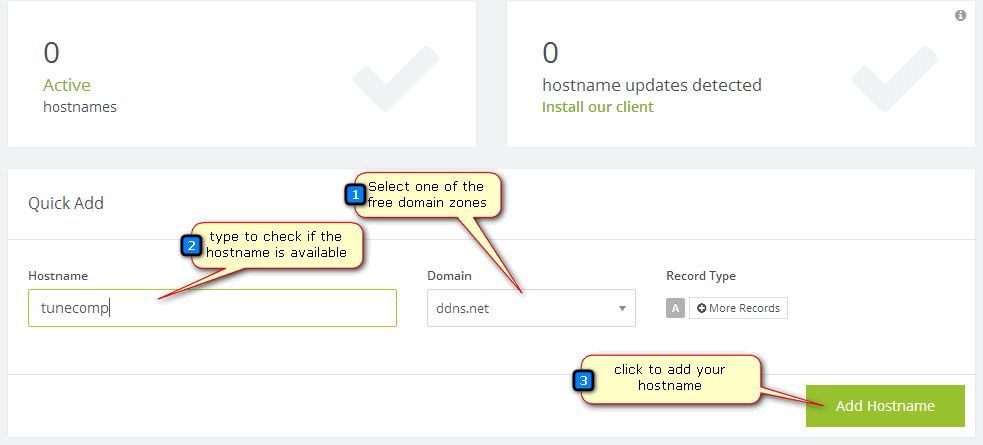 no-ip: add a hostname 