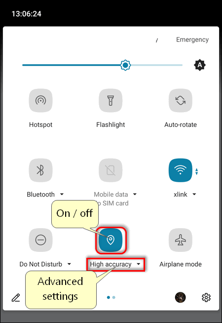 Location settings Android 10