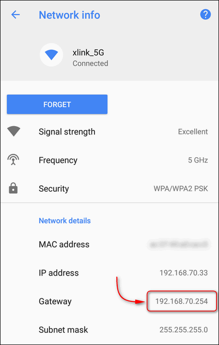 Router's IP Android 8.1