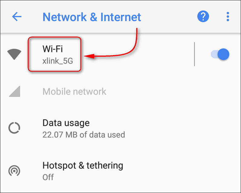Wi-Fi settings Android 8.1