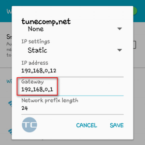 where to find router ip address android