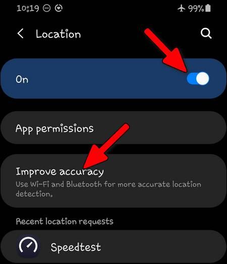 turn on location Galaxy OneUI 2.1