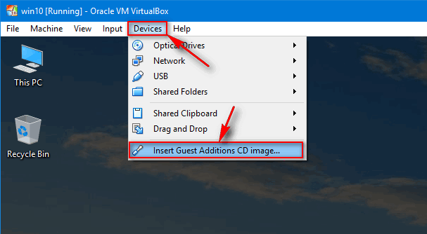 windows 10 slow on virtualbox: install guest additions