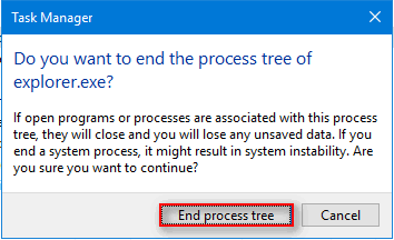 end process tree explorer confirm