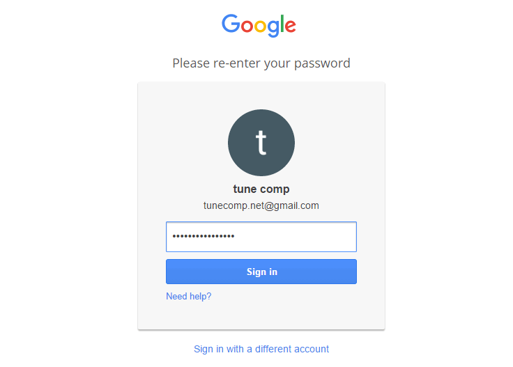 gmail re-enter your password