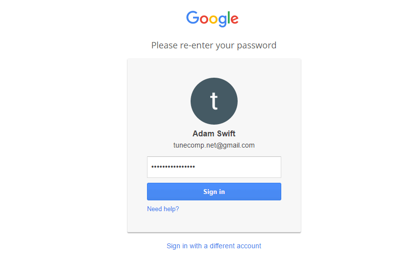 google account password