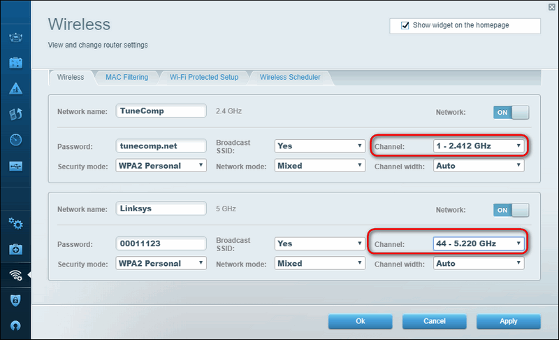 change wireless channel on router