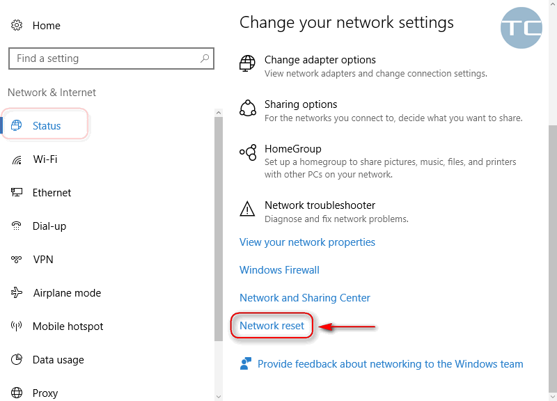 How to reset network settings in Windows 10 using the reset' feature