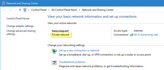 Change Public Network to Private in Windows 10