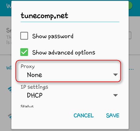 proxy disabled android proxy none