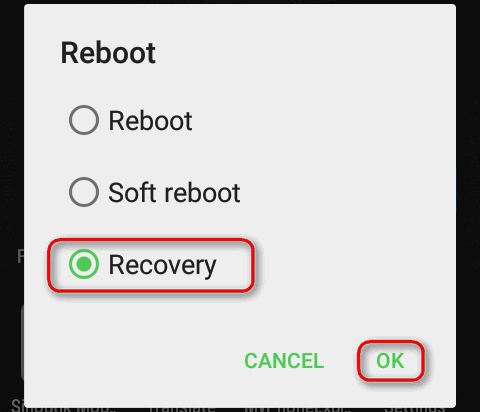 reboot to recovery cyanogen 12