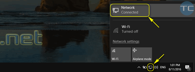wired network icon windows 10
