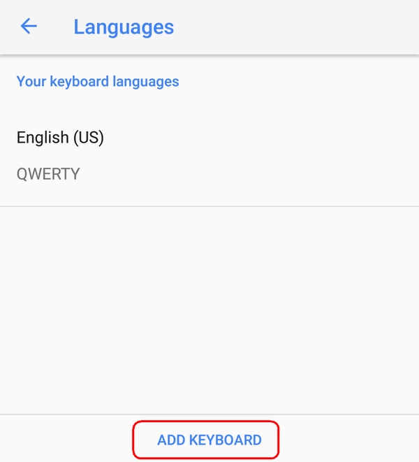 add keyboard Android 8