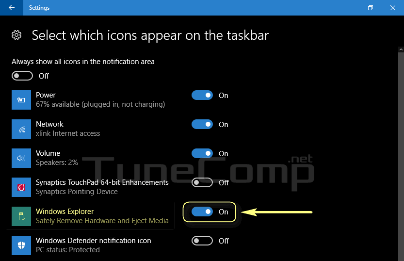 enable windows explorer icon to be visible on the taskbar